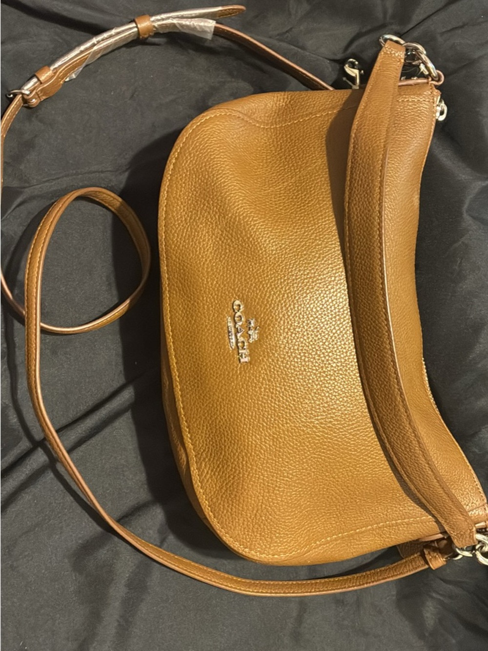 Coach Pebbled Leather Crossbody in Cognac